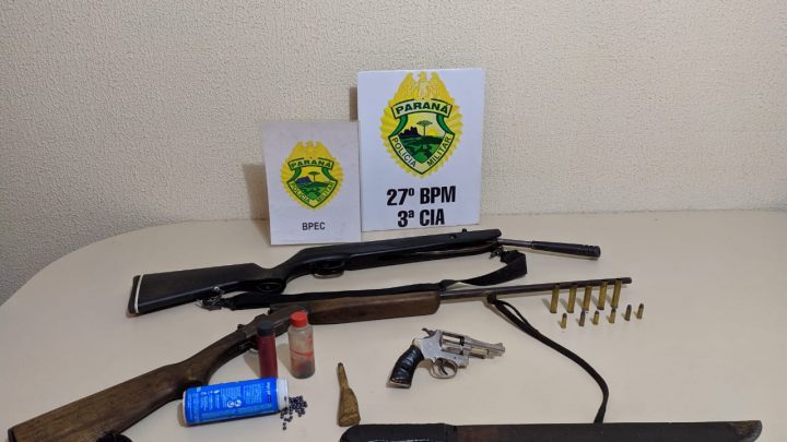 Dois homens foram presos e armas apreendidas em São Mateus do Sul