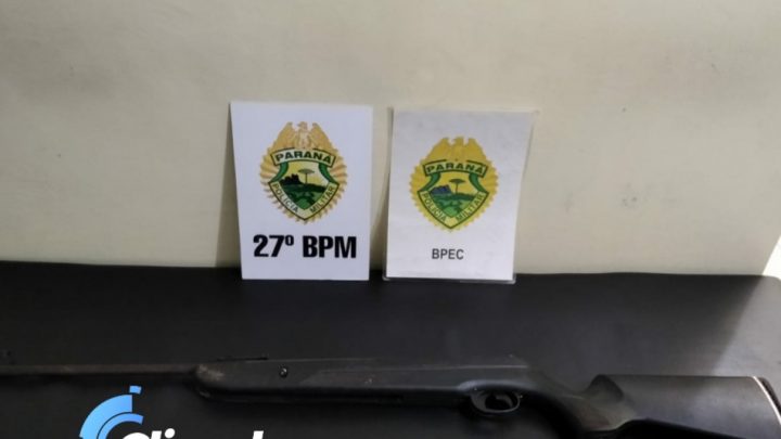 Policia Militar apreende arma de fogo e munições e prende dois indivíduos na Vila Nova em São Mateus do Sul
