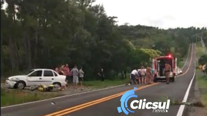 Motociclista fica gravemente ferido em acidente na PR 281 em Antônio Olinto