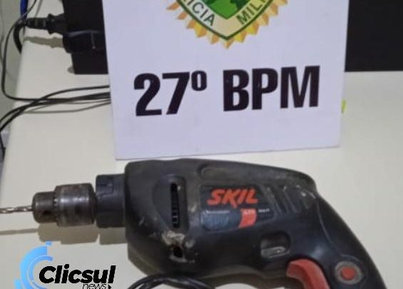 Rapaz é preso pela ROTAM em posse de furadeira furtada em São Mateus do Sul