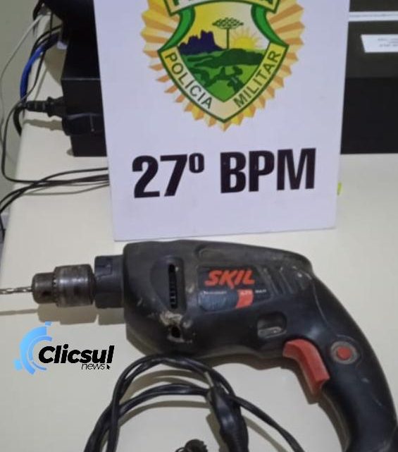 Rapaz é preso pela ROTAM em posse de furadeira furtada em São Mateus do Sul