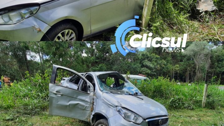 Bombeiros e PRE atendem capotamento na PR 281 em Antônio Olinto