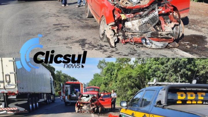 Grave acidente na BR 476 após roda se desprender de carreta em Paulo Frontin