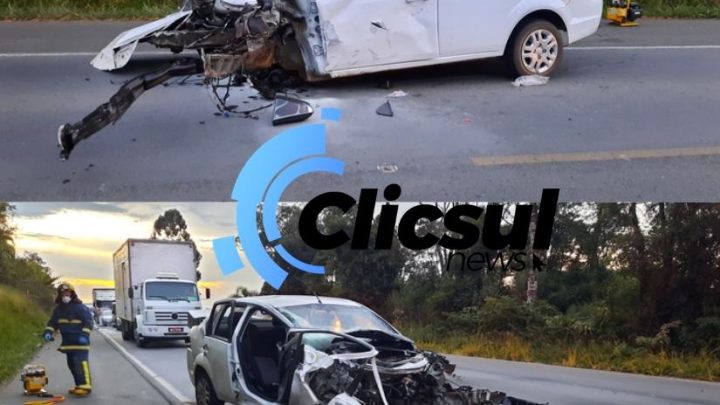 Bombeiros e PRF atendem acidente envolvendo três veículos e um caminhão na BR 476