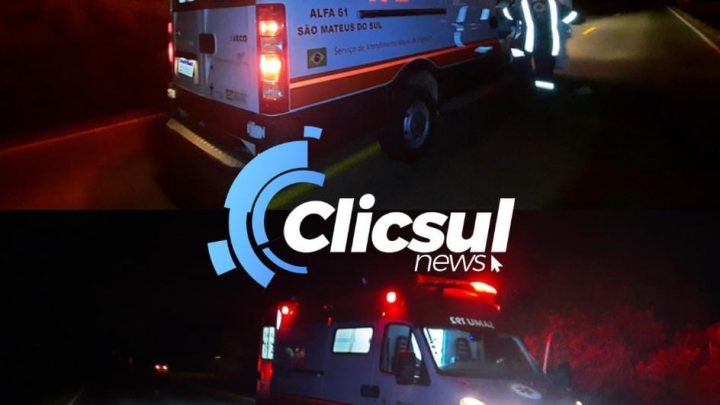 Acidente tipo saída de pista foi registrado na noite deste domingo em São Mateus do Sul
