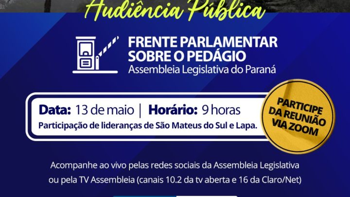 Nesta quinta-feira haverá audiência Pública sobre o pedágio na BR 476 entre São Mateus e Lapa