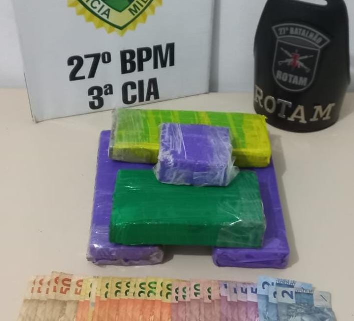 ROTAM faz apreensão de drogas com casal acusado de tráfico em São Mateus do Sul