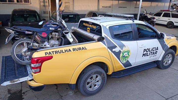 Patrulha Rural recupera motocicleta com sinal de furto em São João do Triunfo